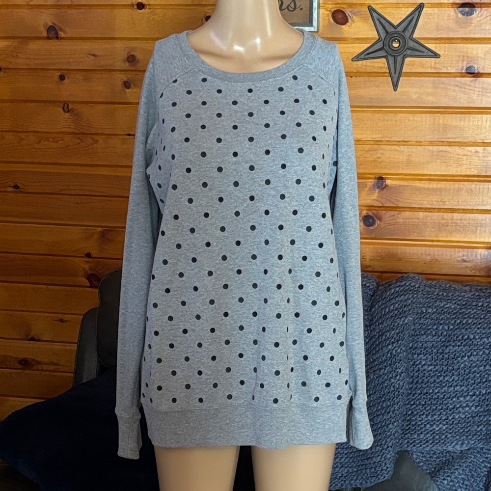 Eddie Bauer Gray Polka Dot Crew Neck Sweater NWOT Large